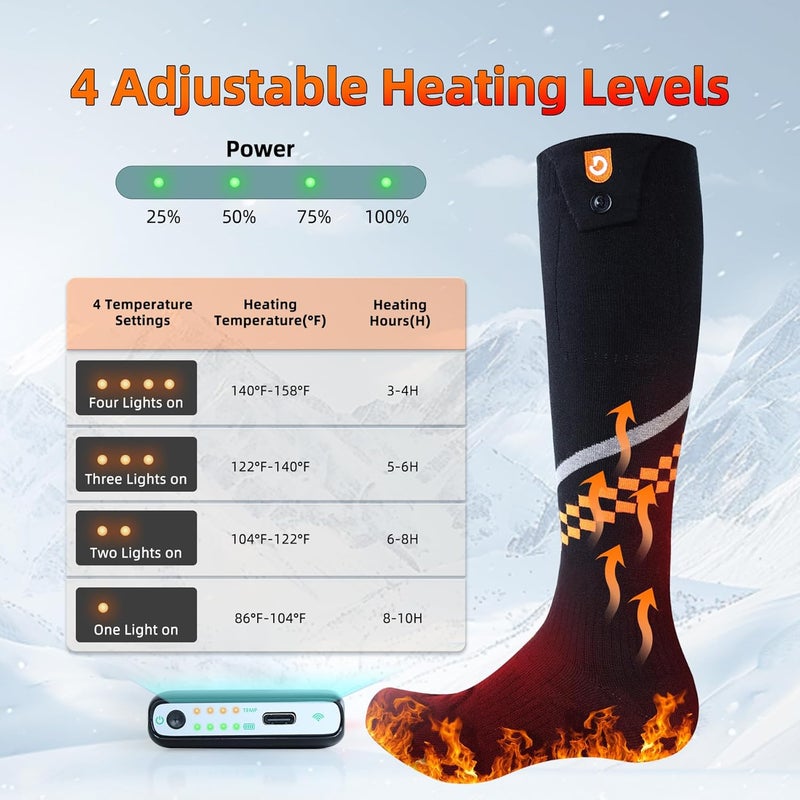 GIOIGOO Rechargeable Heated Socks for Men Women 6000mAh APP Control for Winter Outdoor Working Hiking Skating Camping Hunting - Image 3